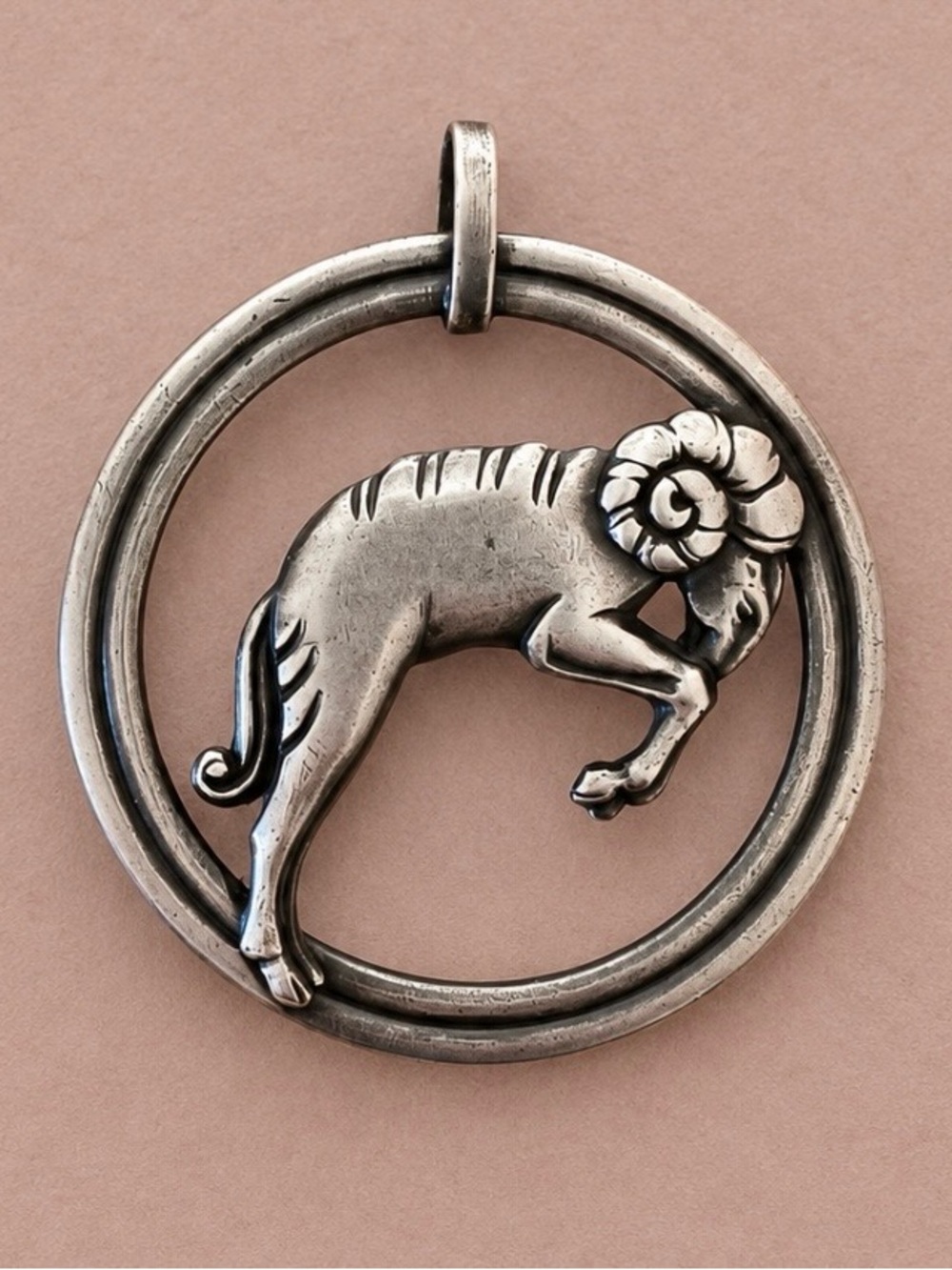 Vintage Van Dell Aries Ram Pendant for Necklace Sterling Silver 925